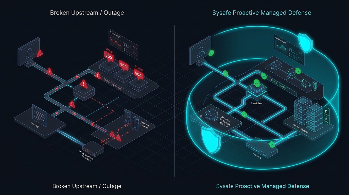 Sysafe Managed Defense Dual-Path Architecture vs Upstream Breakdown